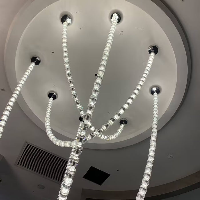 Modern Crystal Bullet  Necklace Chain Chandelier for Living Room/Staircase/Foyer/Hotel/Restaurant