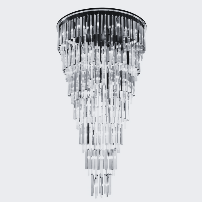 Modern Luxury 7-Tiered Floating Glass Chandelier Flush Mount for High-ceiling/Staircase/Duplex