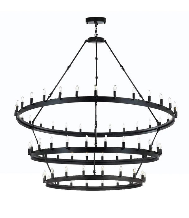 Industrial Minimalism 1/2/3-Tier Metal Ring Chandelier for High-ceiling