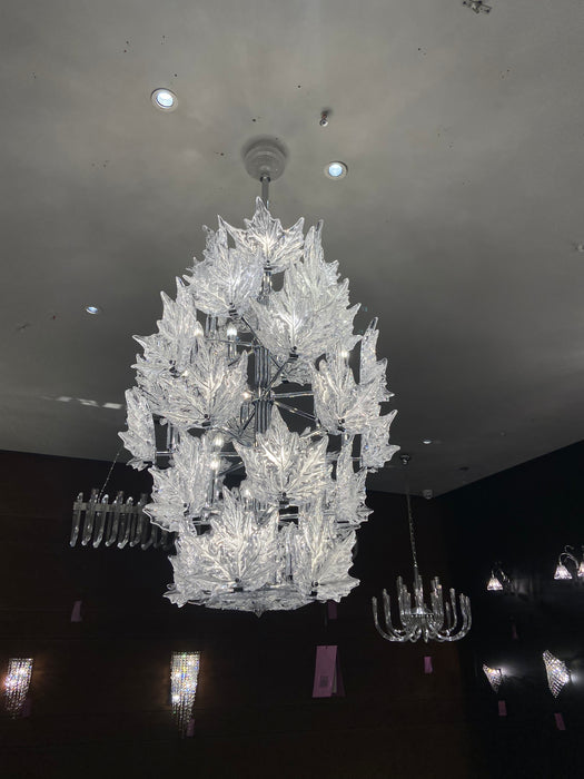 Modern Creative Clear Crystal Maple Leaf Chandelier for Living Room/Bedroom