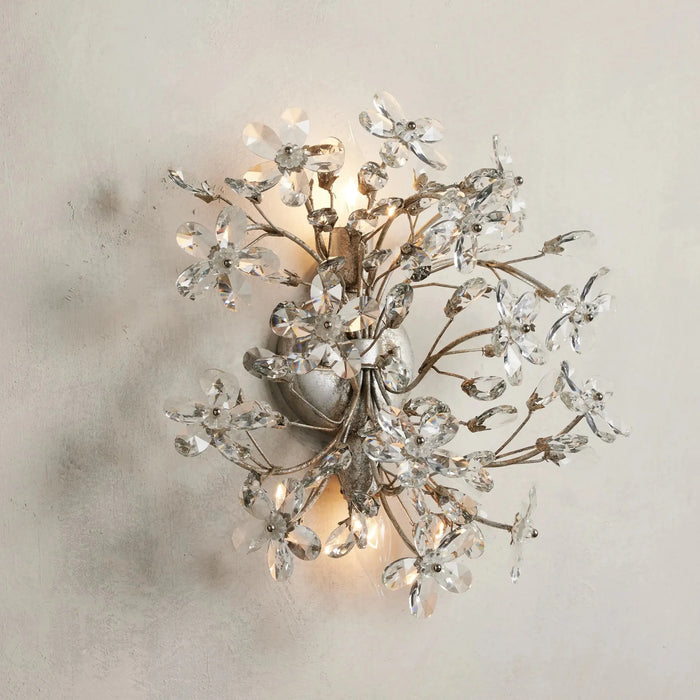 Modern Brass Branches Flower Crystal Wall Sconce