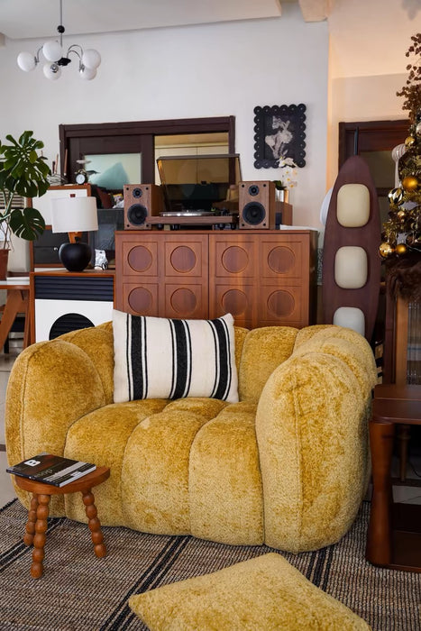 Scandinavian Vintage Fabric Pumpkin Sofa