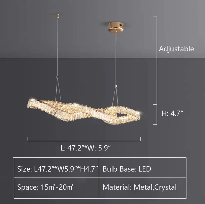 Customized Neutral Light Crystal Chandelier L47.2"*W5.9"*H4.7" Half Payment