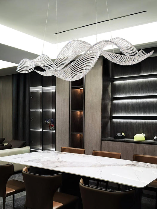 Modern Wavy Crystal Chandelier for Dining Room/Kitchen Island