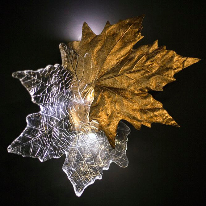 Art Design Brass&Crystal Maple Leaves Wall Lamp