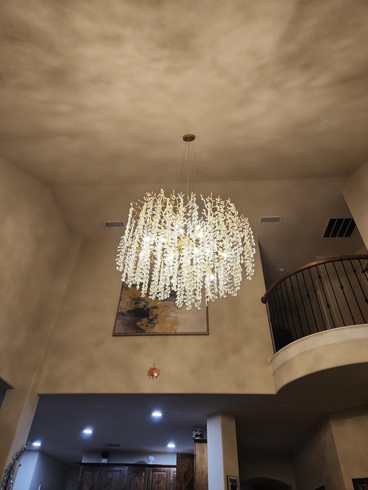 Modern Round/Rectangular Floral Crystal Chandelier for Low-ceiling