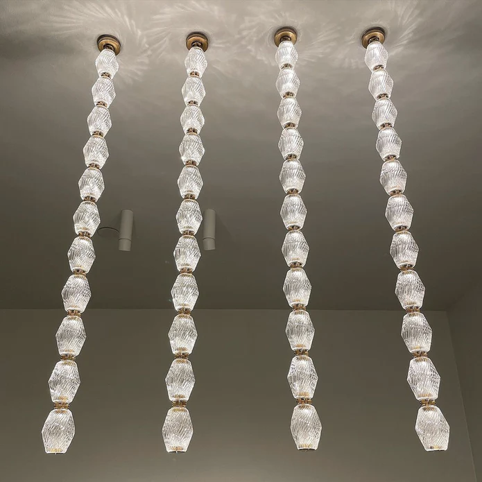 Customized Glass Pearl Necklace Chandelier 11 feet+12 feet+ 8 Sconces/7bulbs/30 inches 3000K