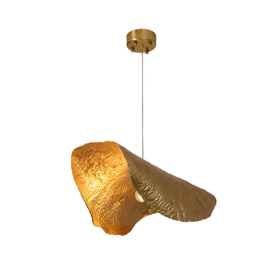 Postmodern Withered Leaf Parlor Pendant Lighting Fixture in Brass