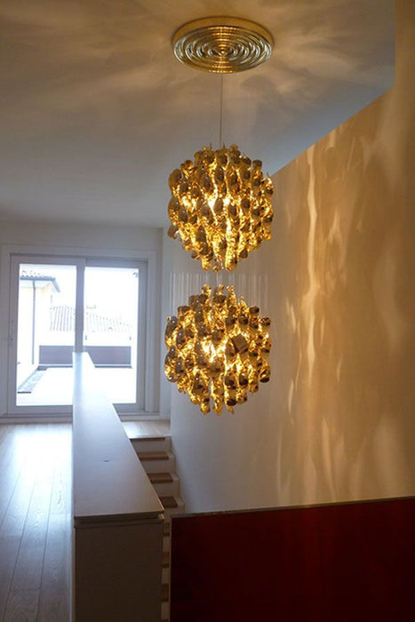 Modern Spiral Wave Chandelier in Silver/Gold