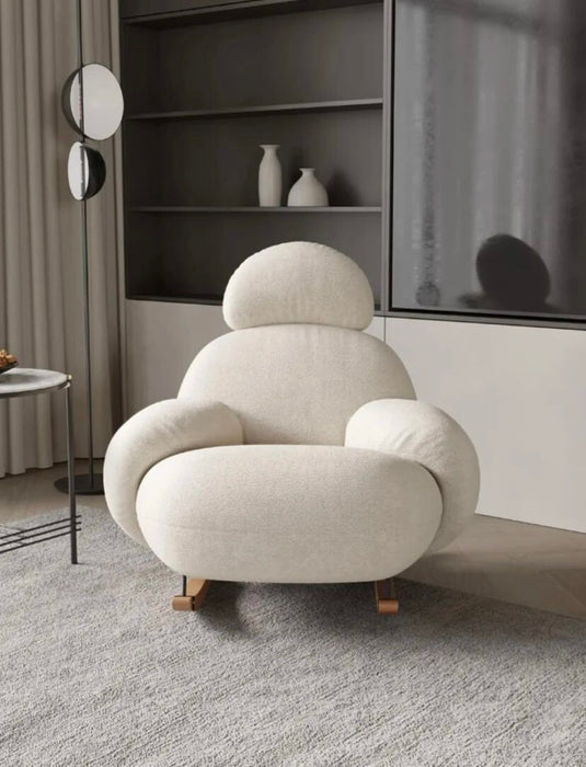 Sillón mecedora Nordic blanco/gris/rosa Boucle Sherpa