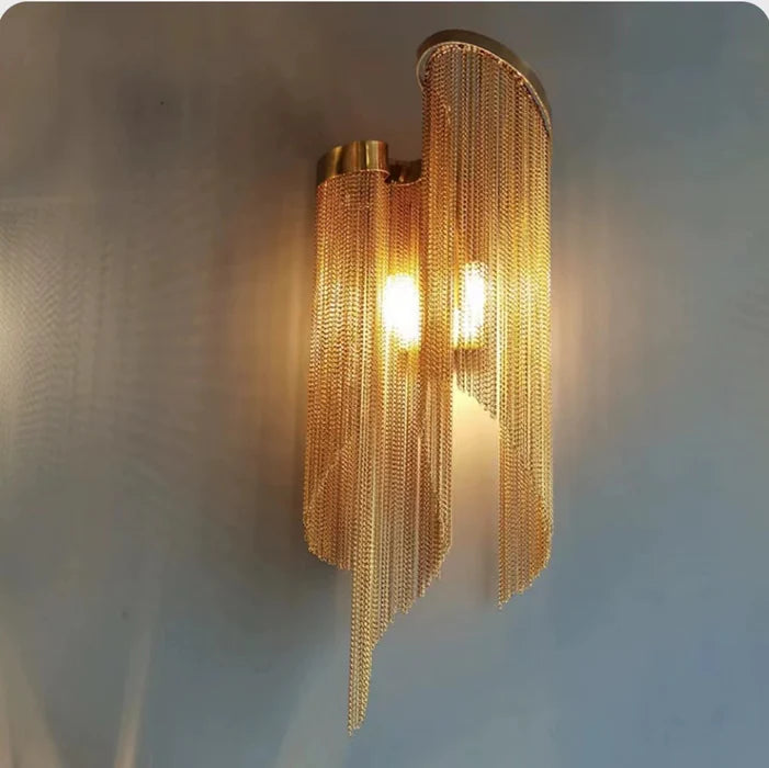 Post-Modern Extra Large Stainless Steel Tassel Wall Lamp