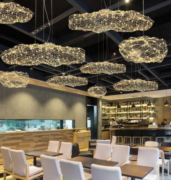 Modern Floating Cloud Mesh Pendant Light