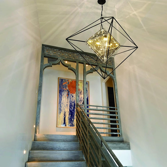 Modern Glass Shade Cube Chandelier