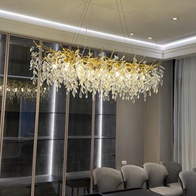 Affordable New French Style Branch Crystal Chandelier Crystal Leaves Ceiling Light Fixture