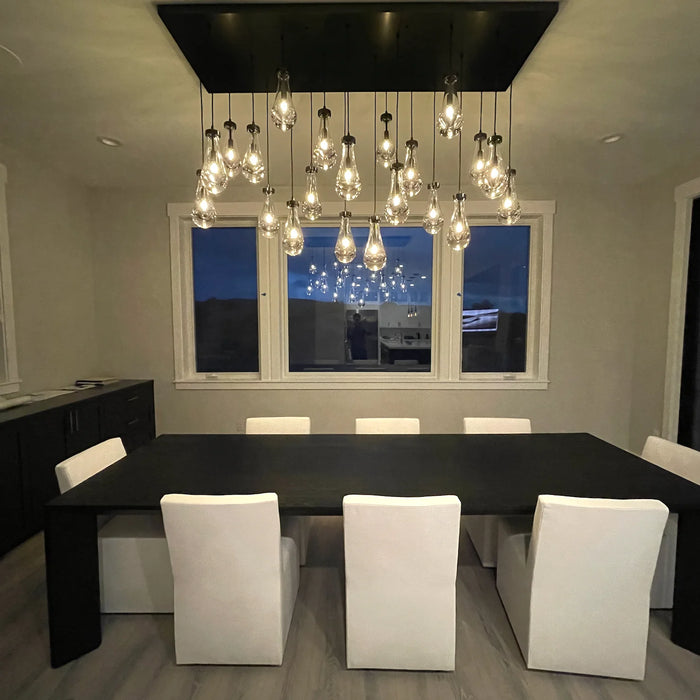 Modern Raindrop Crystal Chandelier with Rectangular Canopy