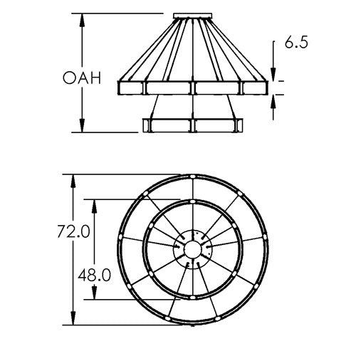 Modern Light Luxury Two-tier Glass Ring Chandelier