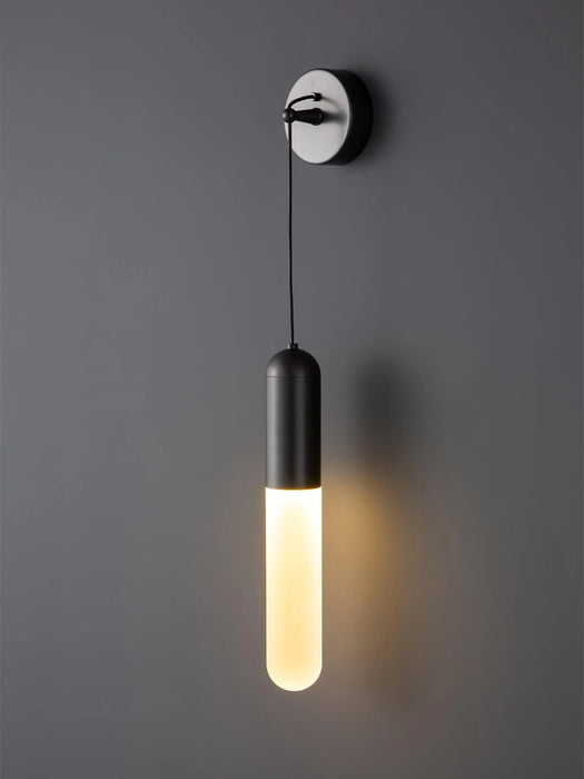 Modern Acrylic Stick Wall Lamp in Black/Brass Finish