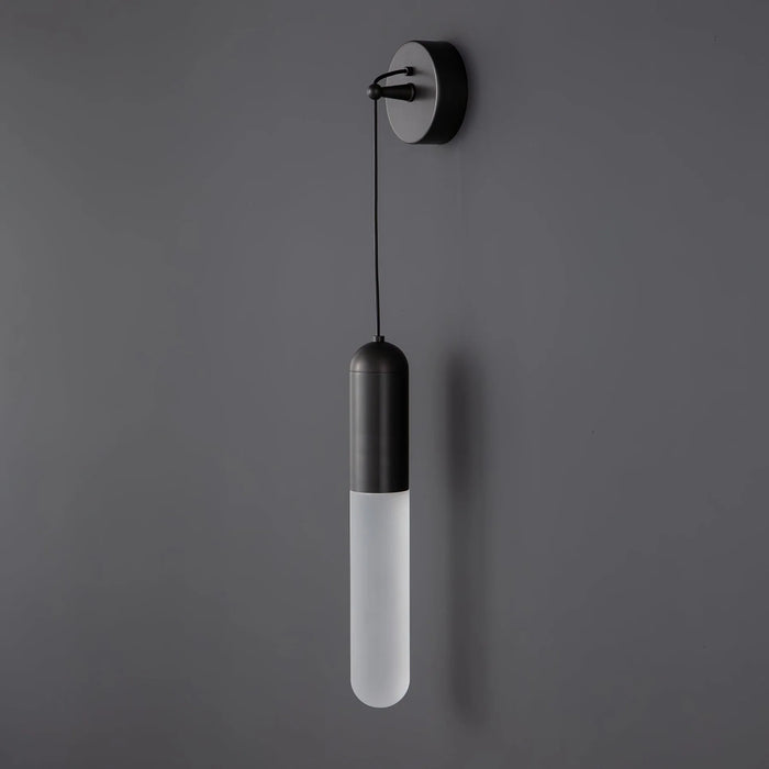 Modern Acrylic Stick Wall Lamp in Black/Brass Finish