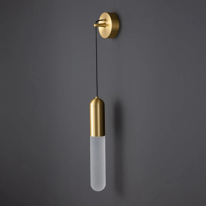 Modern Acrylic Stick Wall Lamp in Black/Brass Finish