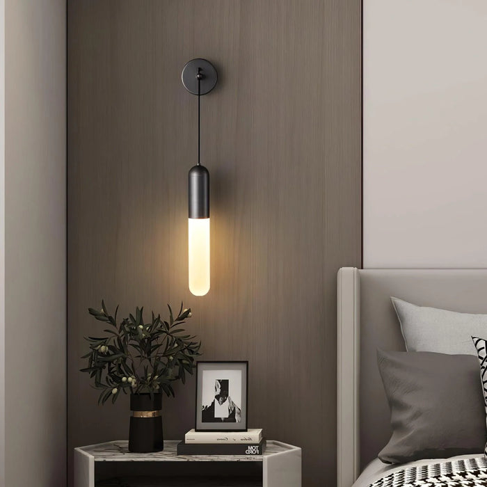 Modern Acrylic Stick Wall Lamp in Black/Brass Finish