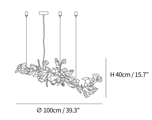 Linear Ginkgo Ceramic Chandelier for Dining Room/Kitchen island