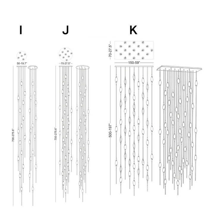 Modern Stick Crystal Chandelier for Staircase/Foyer/Entryway