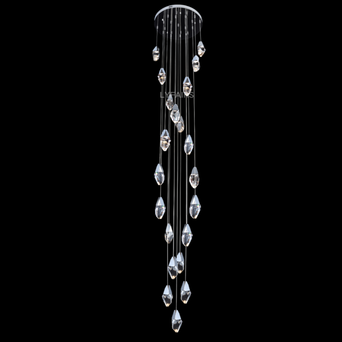 Modern Floating Diamond Crystal Chandelier for High-ceiling