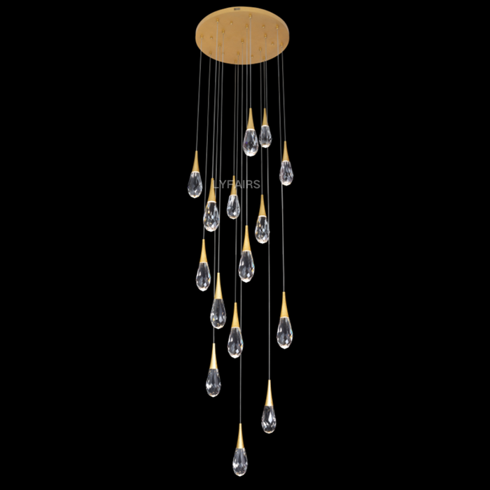 Modern Floating Crystal Waterdrop Chandelier for High-ceiling