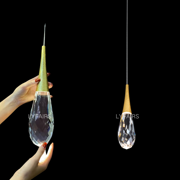 Modern Floating Crystal Waterdrop Chandelier for High-ceiling