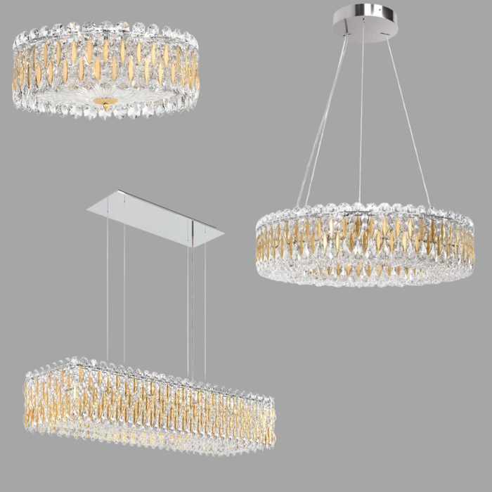 Lampadario a incasso/rettangolare/rotondo con perline di cristallo leggero e di lusso, collezione Drum