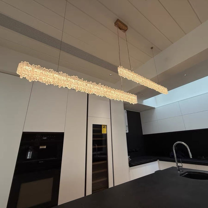 Modern Style Linear Natural Crystal Chandelier