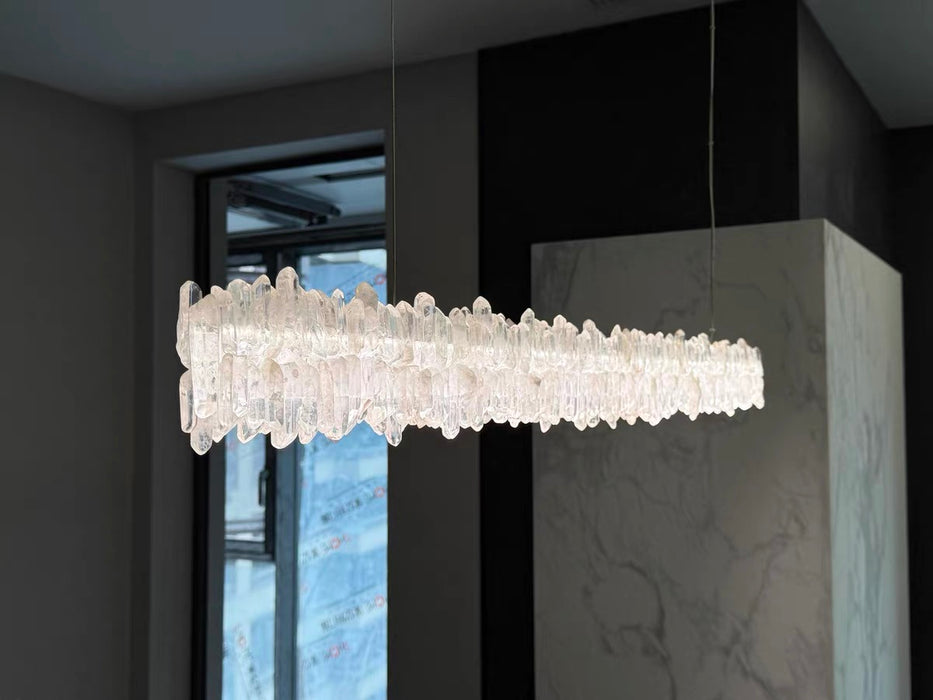 Modern Style Linear Natural Crystal Chandelier