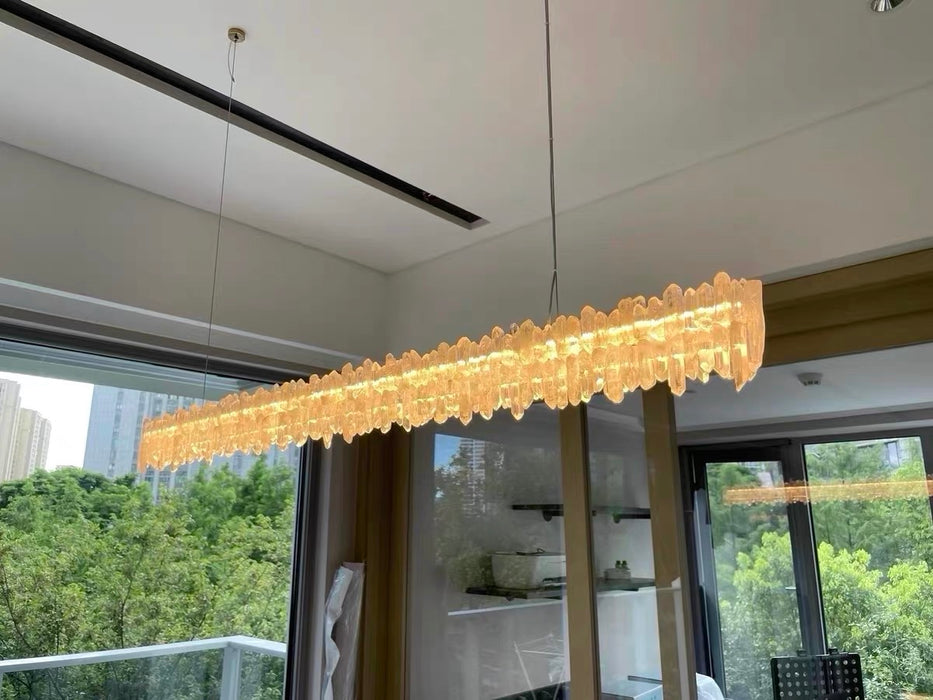 Modern Style Linear Natural Crystal Chandelier