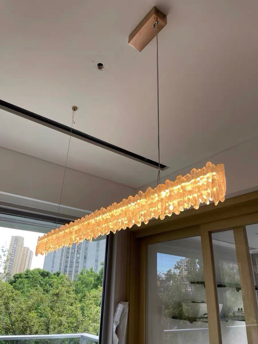 Modern Style Linear Natural Crystal Chandelier