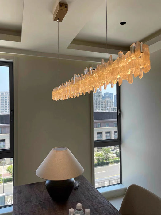 Modern Style Linear Natural Crystal Chandelier