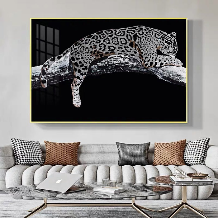 Luxury Leopard Wall Decor with K9 Crystals