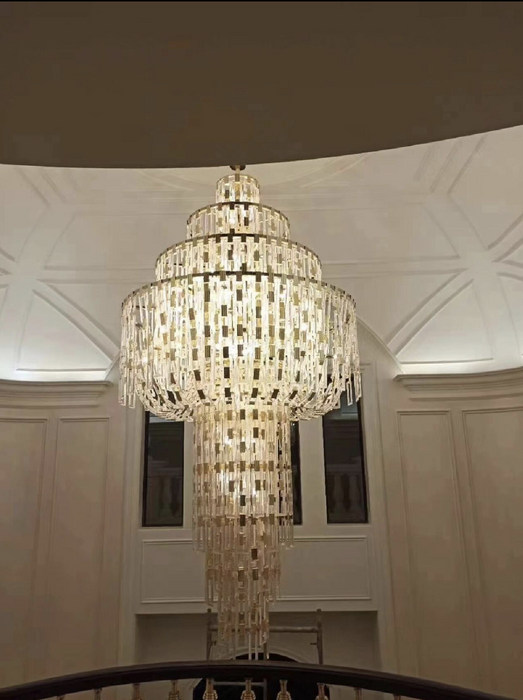 Luxury Multi-tiered Crystal Glass Buckles Chandelier for High-ceiling