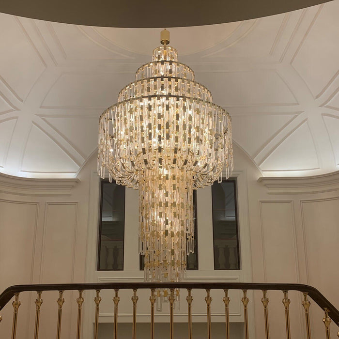 Luxury Multi-tiered Crystal Glass Buckles Chandelier for High-ceiling