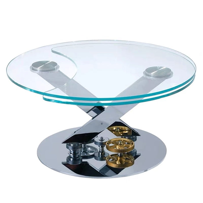 Mechanical Square/Round Glass Coffee Table