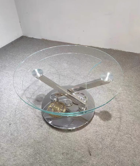 Mechanical Square/Round Glass Coffee Table