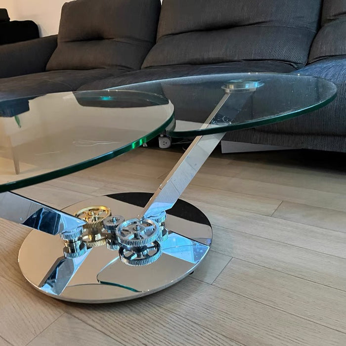 Mechanical Square/Round Glass Coffee Table