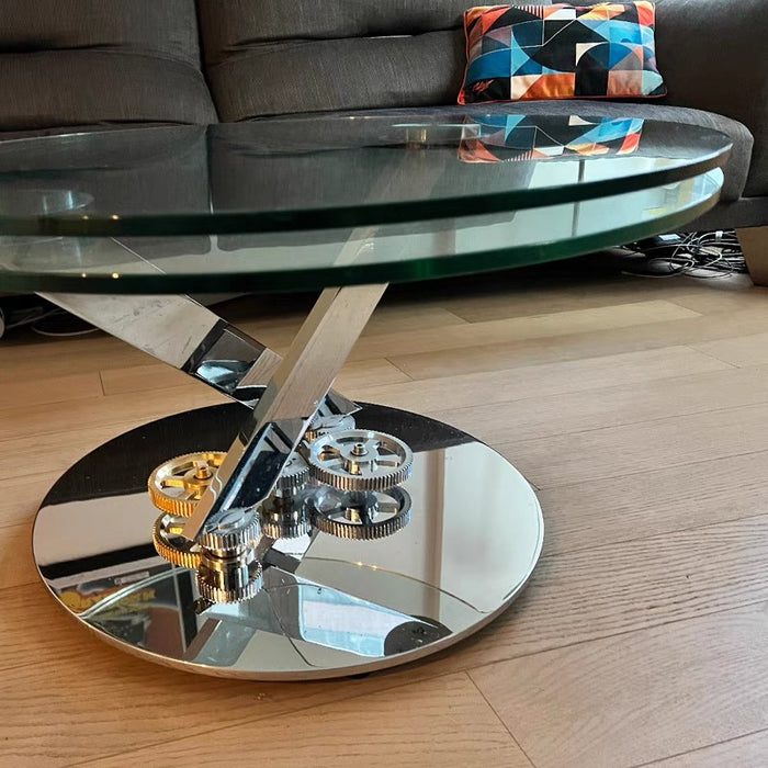 Mechanical Square/Round Glass Coffee Table