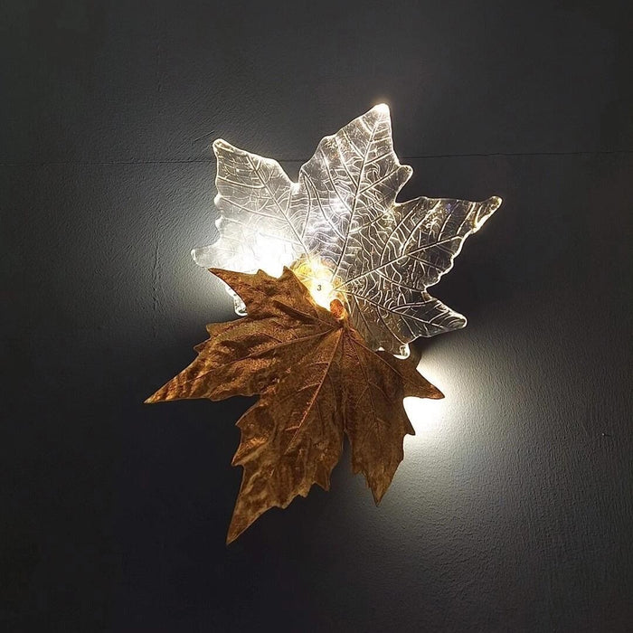 Art Design Brass&Crystal Maple Leaves Wall Lamp