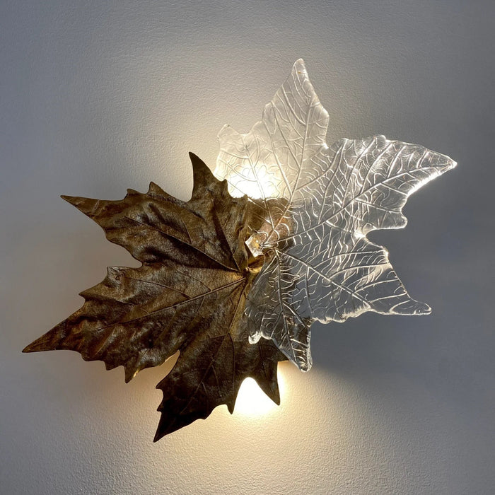 Art Design Brass&Crystal Maple Leaves Wall Lamp