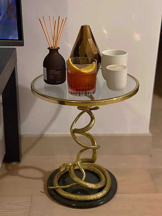 Serpent Glass Top Side Table