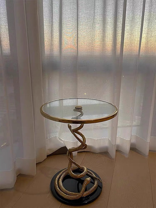 Serpent Glass Top Side Table