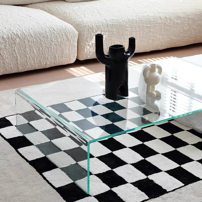 Art Design Clear Glass Top Stone Coffee Table