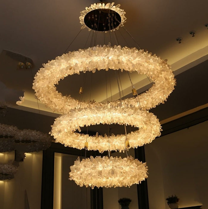 Modern Round/Oval/Linear/Square Natural Crystal Chandelier