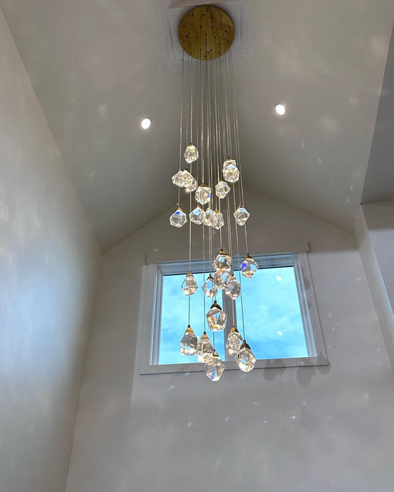 Modern Creative Crystal Prisms Stone Chandelier for Staircase/Foyer/Loft