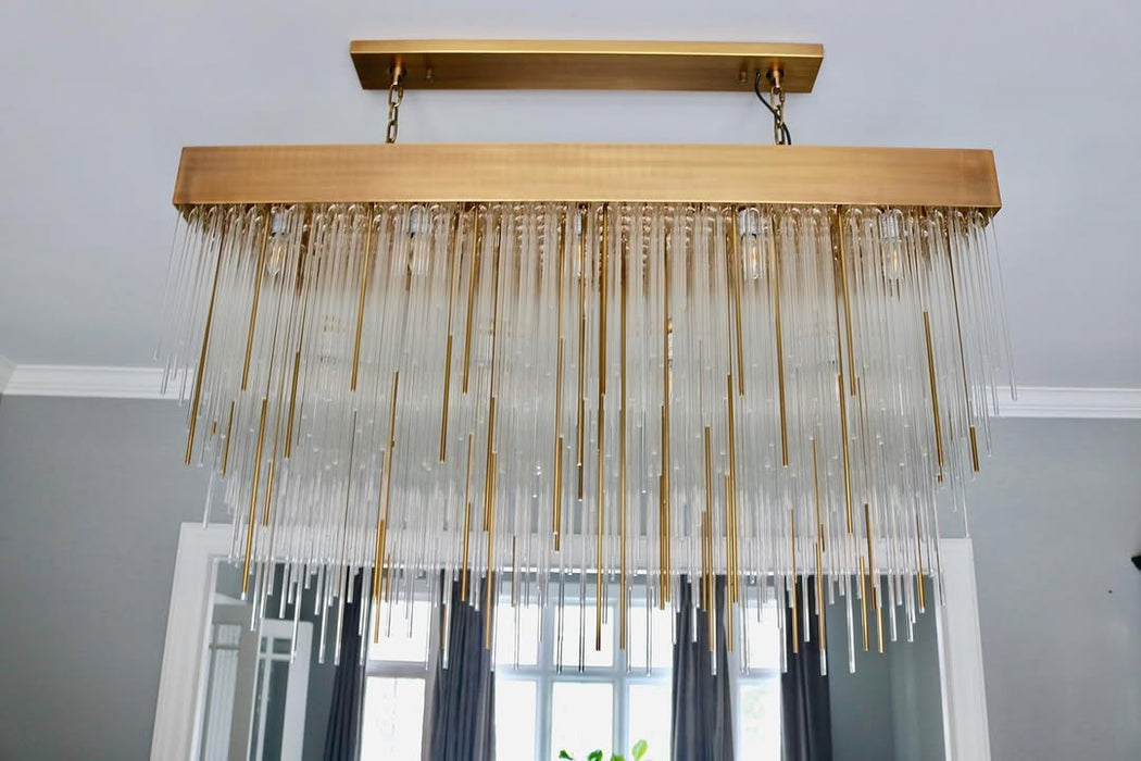 Modern Rectangular Waterfalls Glass Tubes Chandelier